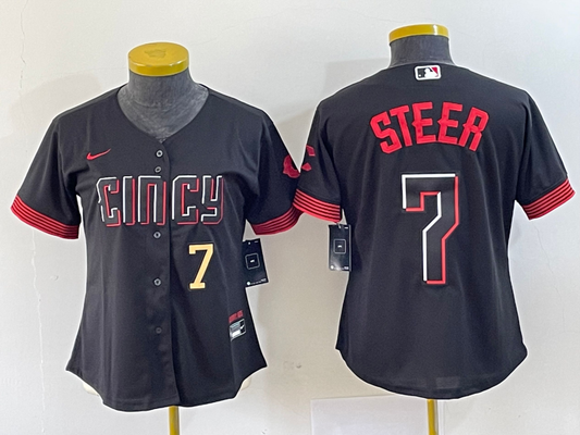 Women's Cincinnati reds Spencer Steer NO.7 baseball Jerseys