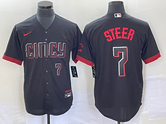Adult Cincinnati reds Spencer Steer NO.7 baseball Jerseys
