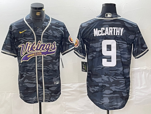 Adult Minnesota Vikings JJ McCarthy NO.9 baseball Jerseys