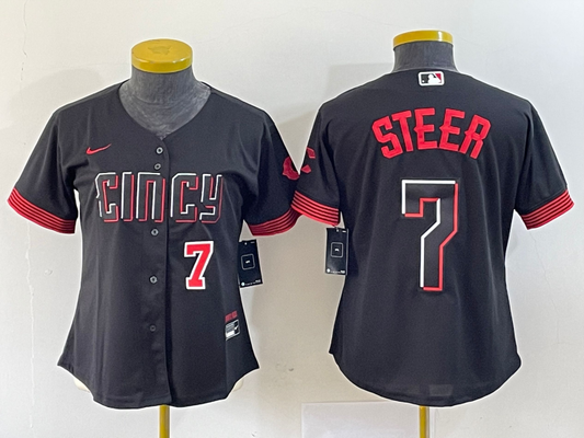 Women's Cincinnati reds Spencer Steer NO.7 baseball Jerseys