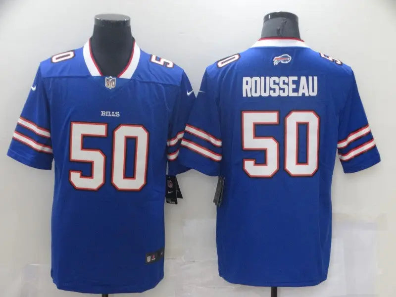 Adult Buffalo Bills Greg Rousseaus NO.50 Football Jerseys mySite