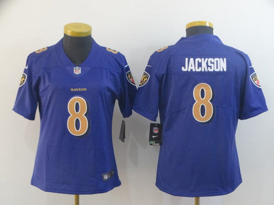 Women's Baltimore Ravens Lamar Jackson NO.8 Football Jerseys mySite