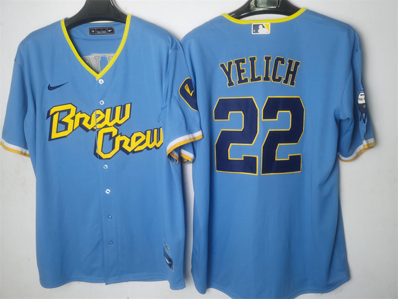 Adult Milwaukee Brewers Christian Yelich NO.22 baseball Jerseys mySite