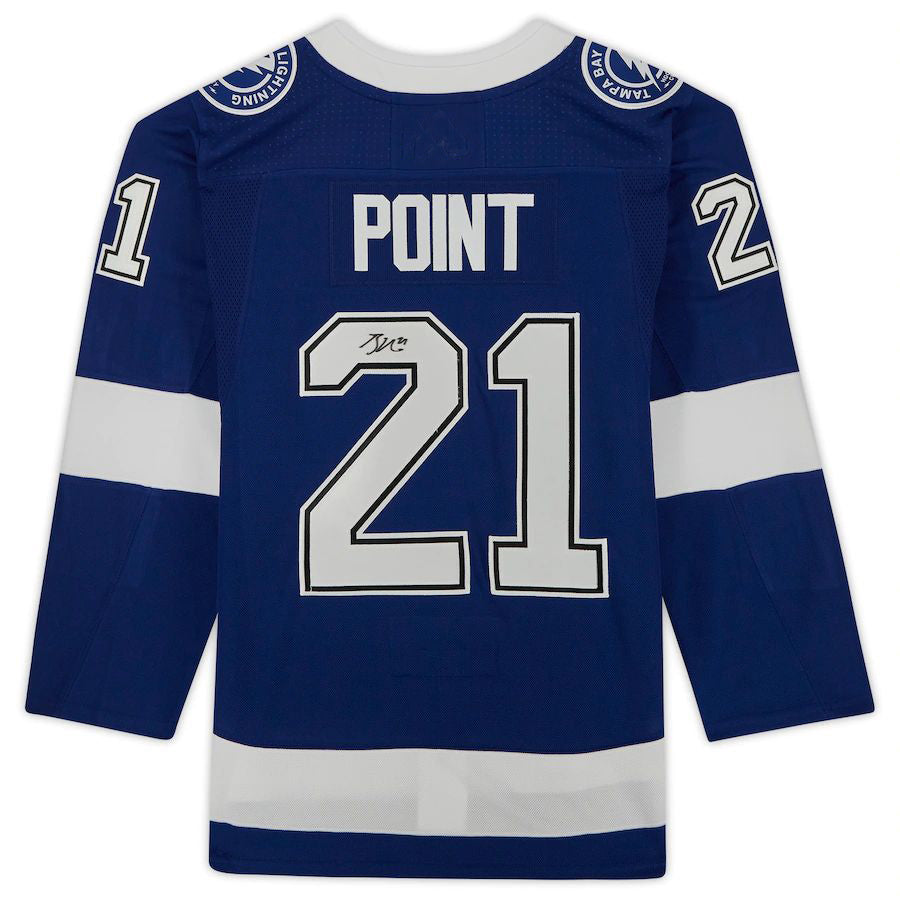TB.Lightning #21 Brayden Point Fanatics Authentic Autographed Stanley Cup Champions with 2021 Stanley Cup Final Patch Blue Stitched American Hockey Jerseys mySite