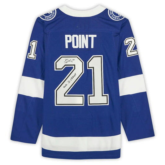 TB.Lightning #21 Brayden Point Fanatics Authentic Autographed with 2020 SC Champs Inscription Blue Stitched American Hockey Jerseys mySite