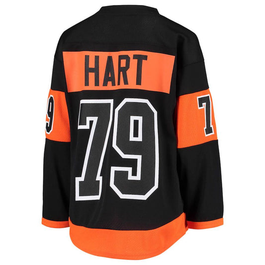 P.Flyers #79 Carter Hart Flyers 2018-19 Alternate Replica Player Jersey Black Stitched American Hockey Jerseys mySite