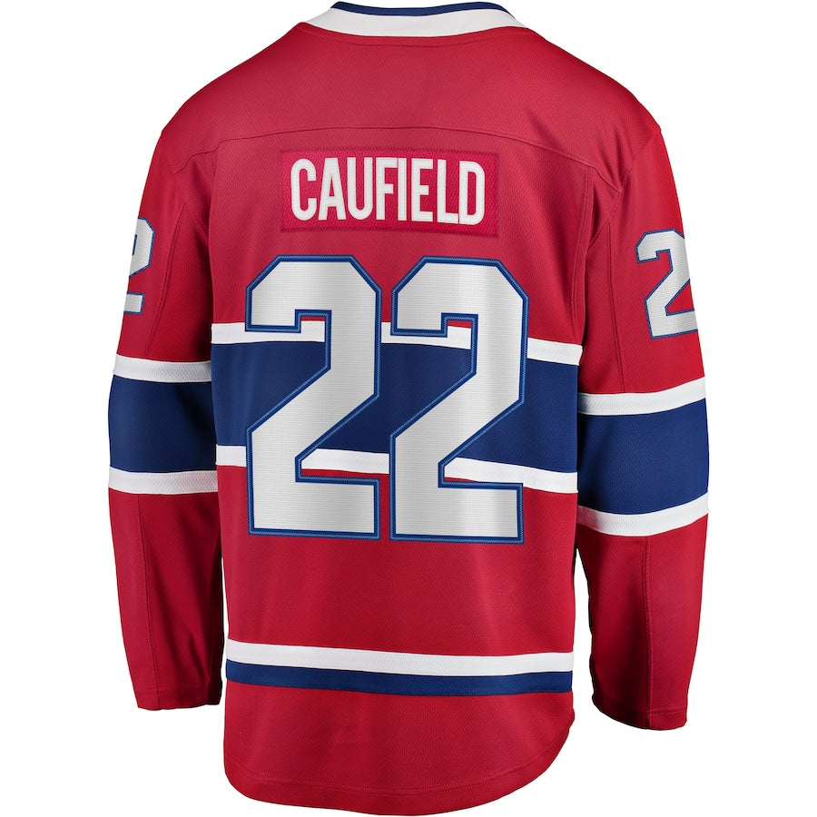 M.Canadiens #22 Cole Caufield Fanatics Branded 2017-18 Home Breakaway Replica Jersey Red Stitched American Hockey Jerseys mySite