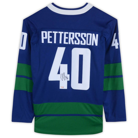 V.Canucks #40 Elias Pettersson Fanatics Authentic Autographed Alternate Breakaway Jersey Blue Stitched American Hockey Jerseys mySite