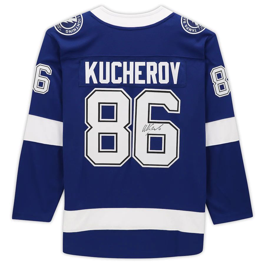 TB.Lightning #86 Nikita Kucherov Fanatics Authentic Autographed Breakaway Jersey Blue Stitched American Hockey Jerseys mySite