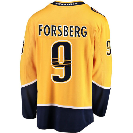 N.Predators #9 Filip Forsberg Fanatics Branded Breakaway Player Jersey Gold Stitched American Hockey Jerseys mySite
