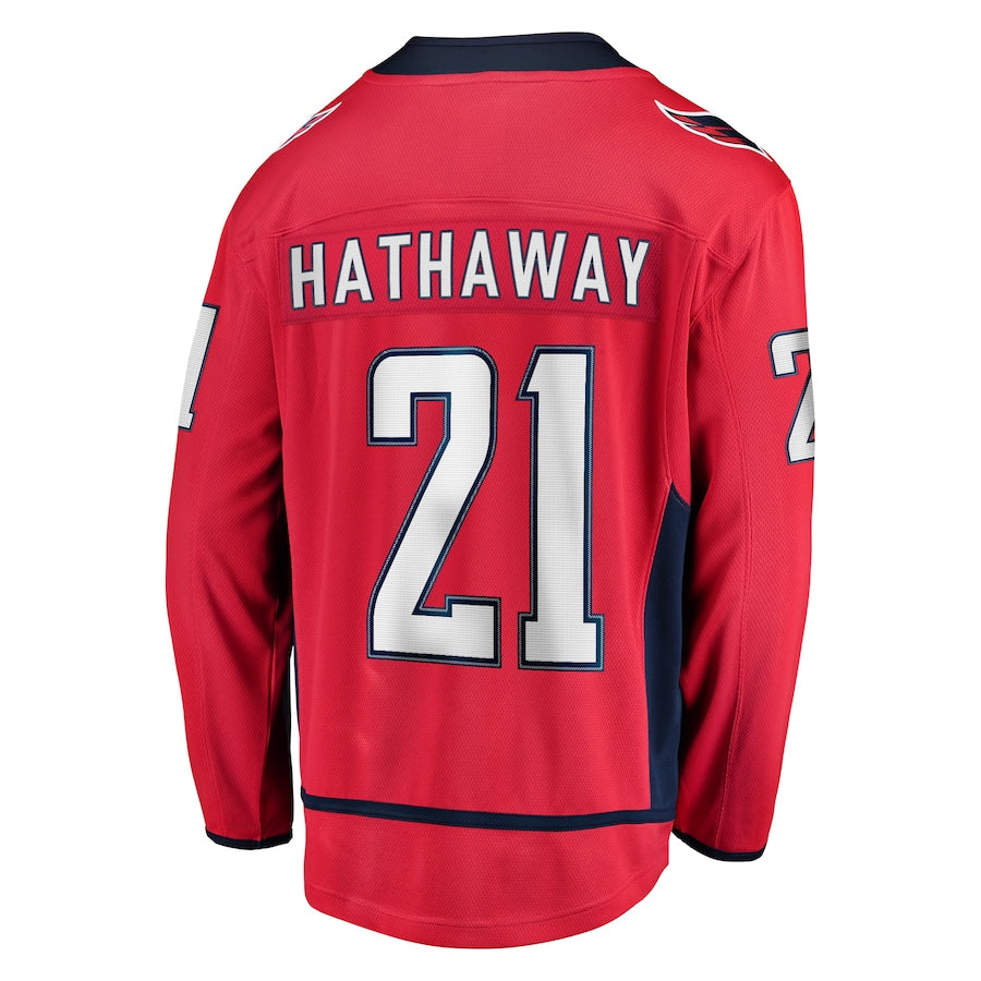 W.Capitals #21 Garnet Hathaway Fanatics Branded Replica Player Jersey  Red Stitched American Hockey Jerseys mySite