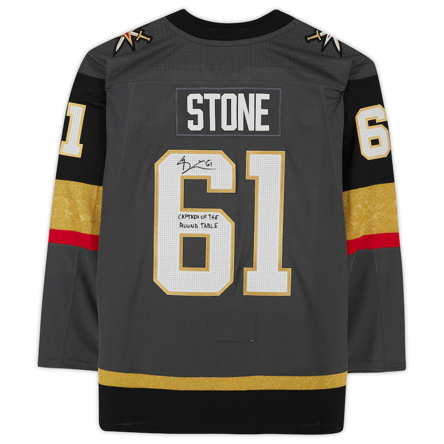 V.Golden Knights #61 Mark Stone Fanatics Authentic Autographed with Captain Of The Round Table Inscription  Limited Edition of 61 Gray Alternate Jersey Hockey Jerseys mySite