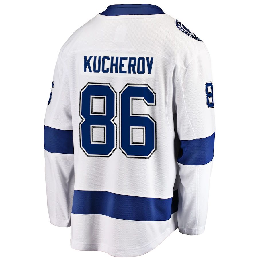 TB.Lightning #86 Nikita Kucherov Fanatics Branded Away Premier Breakaway Player Jersey White Stitched American Hockey Jerseys mySite