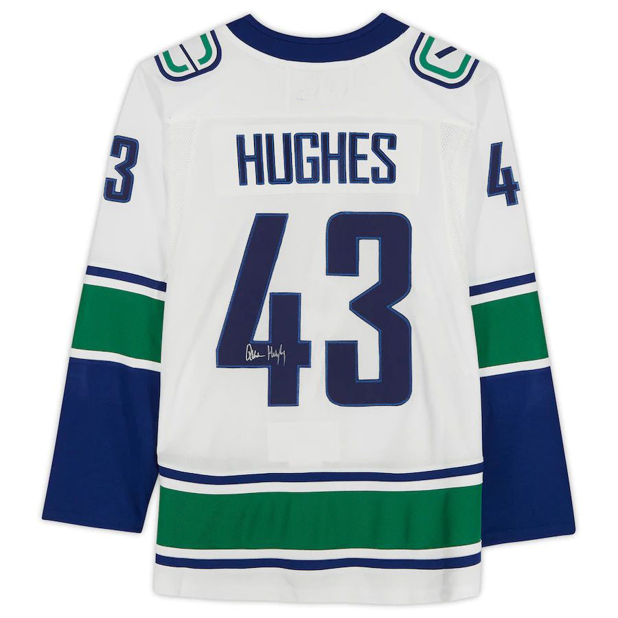 V.Canucks #43 Quinn Hughes Fanatics Authentic Autographed White Jersey Stitched American Hockey Jerseys mySite