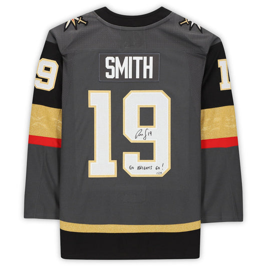V.Golden Knights #19 Reilly Smith Fanatics Authentic Autographed with Go Knights Go! Inscription Limited Edition of 19 Gray Hockey Jerseys mySite