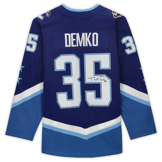 V.Canucks #35 Thatcher Demko Fanatics Authentic Autographed 2022 All-Star Game Jersey  Blue Stitched American Hockey Jerseys mySite
