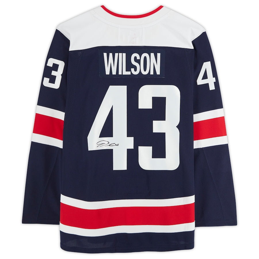W.Capitals #43 Tom Wilson Fanatics Authentic Autographed Alternate Authentic Jersey Navy Stitched American Hockey Jerseys mySite