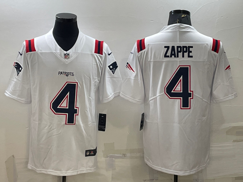 Adult New England Patriots Bailey Zappe NO.4 Football Jerseys mySite